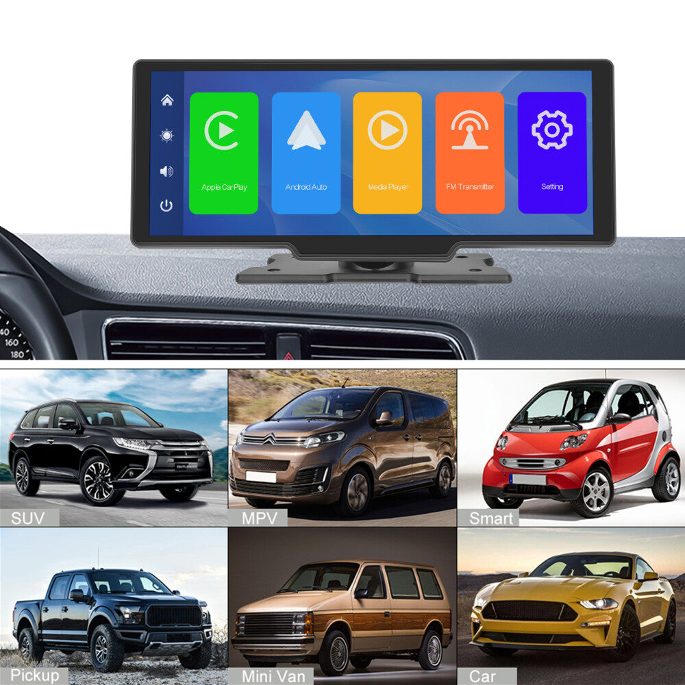 10.26" 2K Car Wireless Apple Carplay Android Auto FM Touch Screen Portable Radio