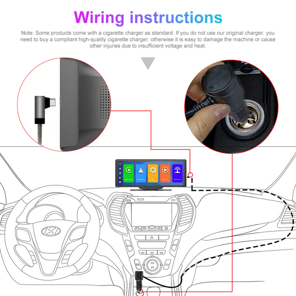 10.26" 2K Car Wireless Apple Carplay Android Auto FM Touch Screen Portable Radio